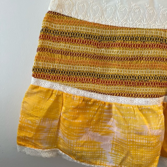 CUSTO Barcelona Eyelet Multicolored Stitching Skirt - Picture 2 of 15